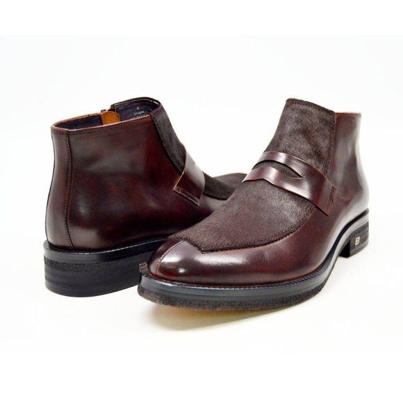 British Walkers Shick Men's Unique Leather and Pony Skin Boots Brown